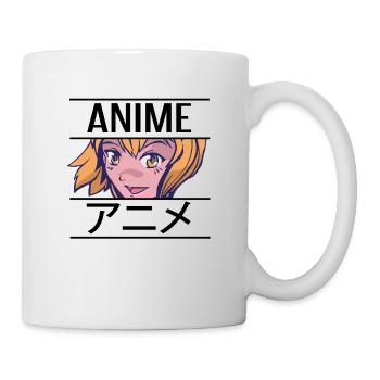 Manga girl with the word Anime in Japanese Kanji - Mug - white - Right