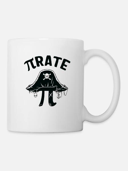 Pi Day Pirate Hat Skull Sailor Math Teacher - Mug blanc - blanc