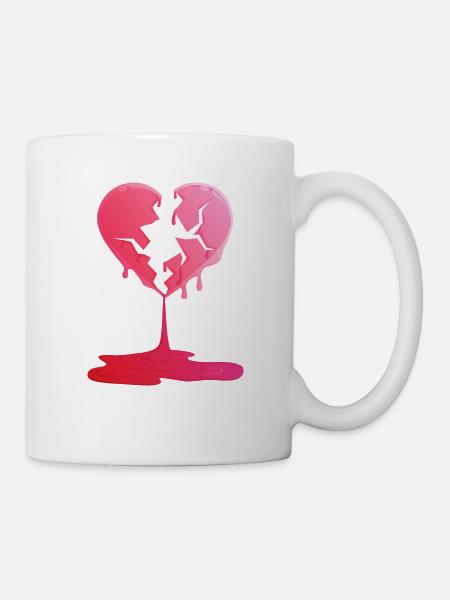 Broken heart this Valentine print. - Mug blanc - blanc