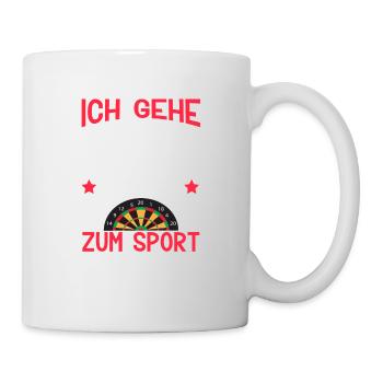 Gehe nicht in die Kneipe, ich gehe zum Sport Darts - Tasse - Weiß - Rechts
