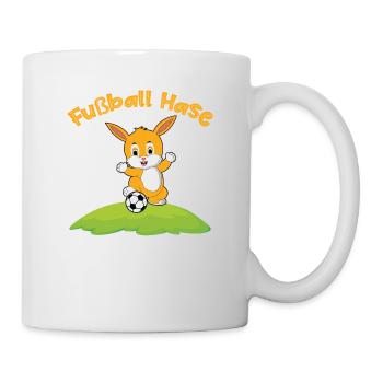 Fußball Hase jubelt! Ostern & Europameisterschaft! - Tasse - Weiß - Rechts