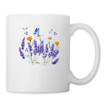 Lavender Wildflower Butterfly Daisy Flower Botanic - Mug - white - Right