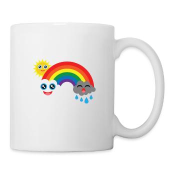 Clouds laugh and cry with sun in the rainbow - Mug - white - Right