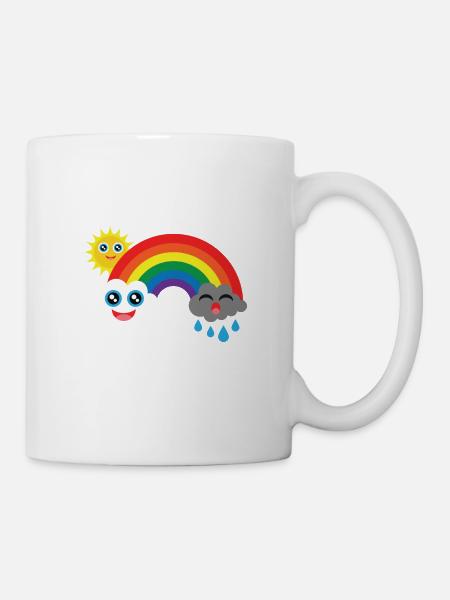 Clouds laugh and cry with sun in the rainbow - Mug - white