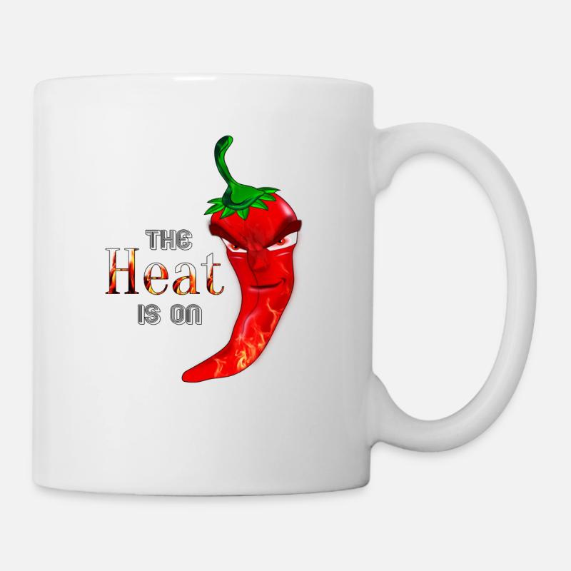 hot chilli pepper the heat is on pepperoni scharf - Tasse - Weiß