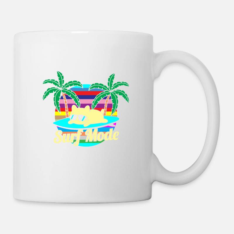 Sommer-Katze surfen - Tasse - Weiß