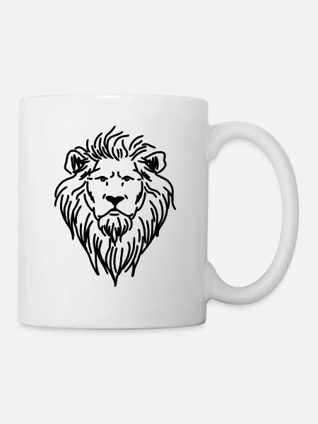 Dessin lion tête de lion - Mug blanc - blanc