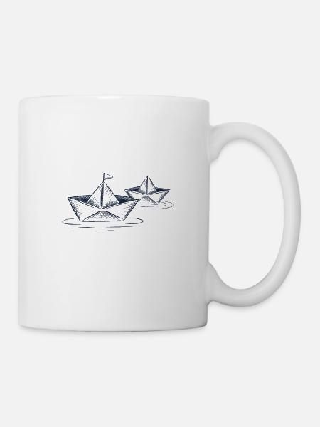Papier Boote schöne Zeichnung gefaltete Boote - Tasse - Weiß