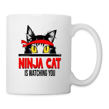 Ninja Cat is Watching you | Katzen Maine Coon - Tasse - Weiß - Rechts