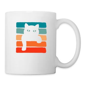 Retro Vintage Color Design Cat - Black Cat - Tasse - Weiß - Rechts