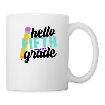 Bonjour, enseignant élève de cinquième année, dos coloré - Mug blanc - blanc - Droite