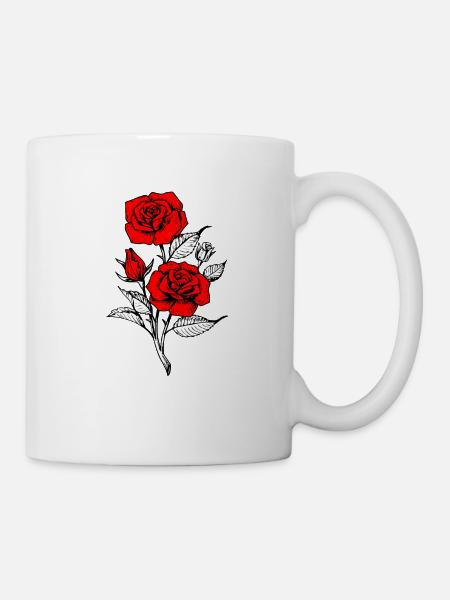 Tattoo red roses - Mug - white