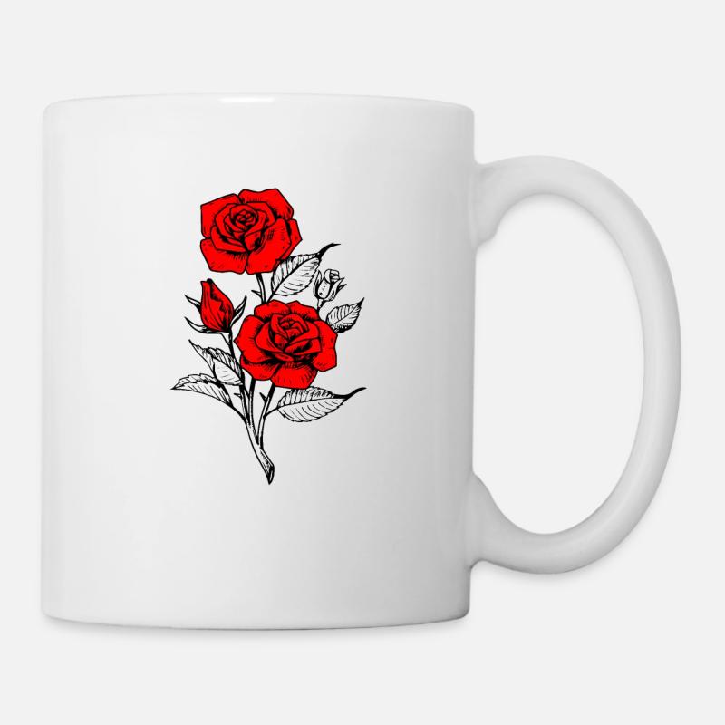 Tatouage de roses rouges - Mug blanc - blanc