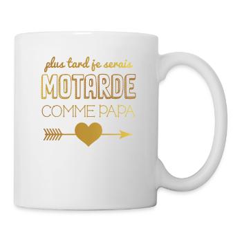 Plus tard je serais motarde comme papa coeur doré - Mug blanc - blanc - Droite