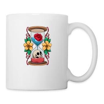 Hourglass with skull and rose time - Mug - white - Right