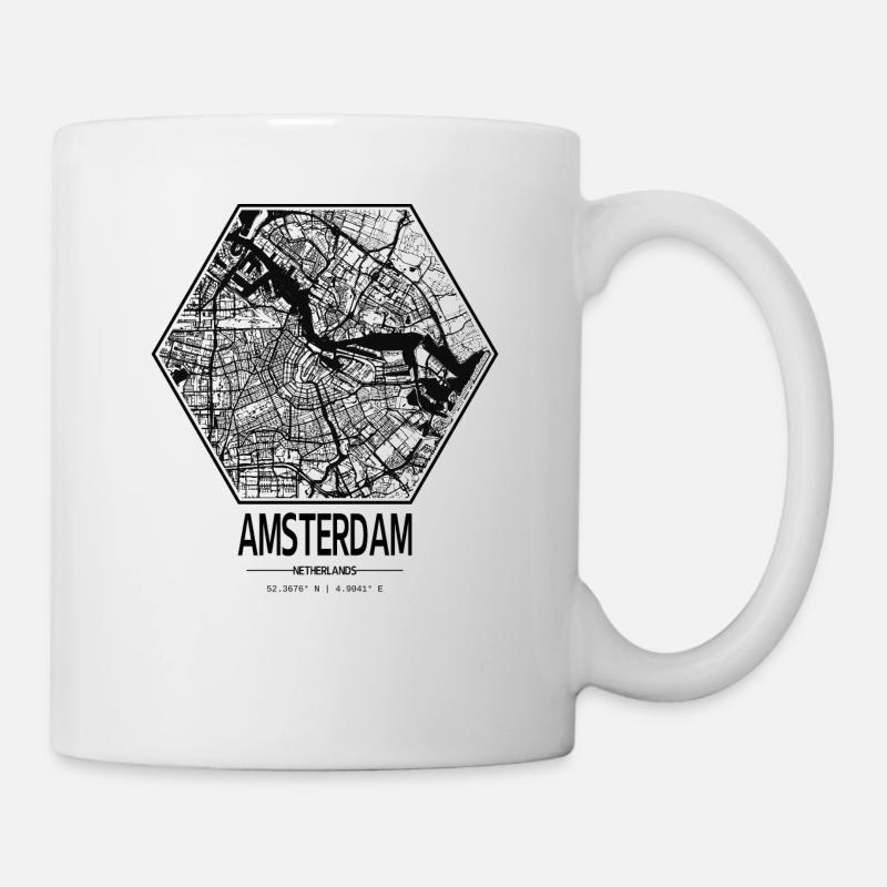 Amsterdam City Map (White) - Tasse - Weiß