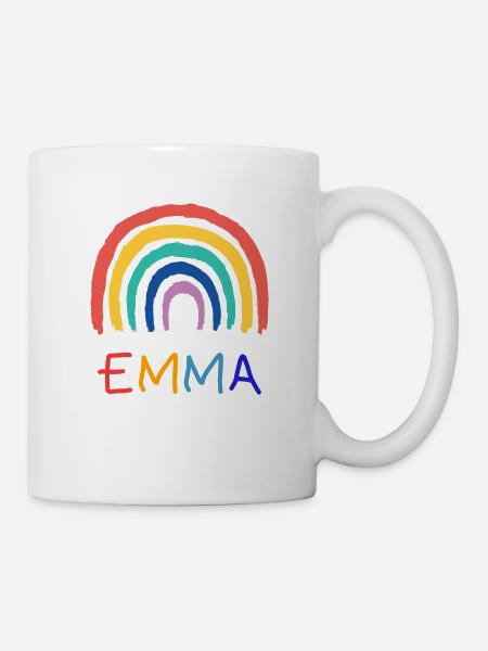 Emma Mädchen Name Kinder Regenbogen - Tasse - Weiß