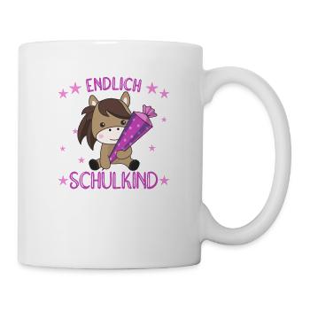 Pferd Schule Einschulung Kindergarten Pony - Tasse - Weiß - Rechts