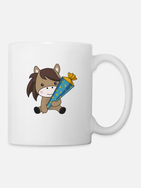 Pferd Schule Einschulung Kindergarten Pony - Tasse - Weiß