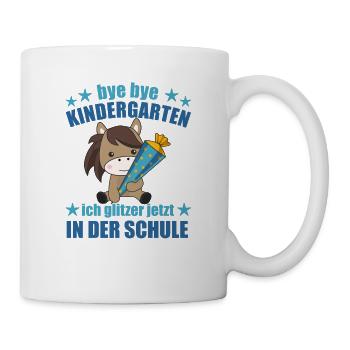 Pferd Schule Einschulung Kindergarten Pony - Tasse - Weiß - Rechts