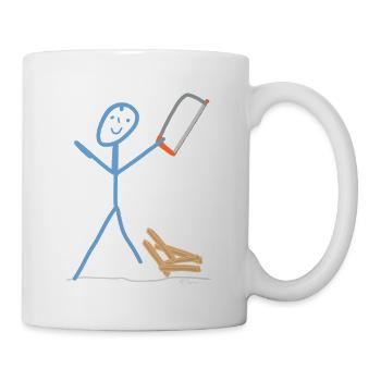 Sticky man wood saw carpenter carpenter - Mug - white - Right