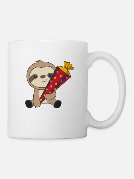Endlich Schulkind Faultier Schultüte Einschulung - Tasse - Weiß