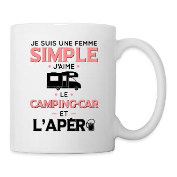 Femme simple aime le camping-car et l'apéro - Mug blanc - blanc - Droite