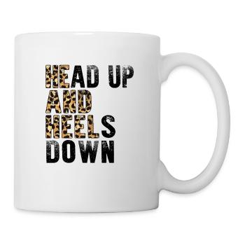 Horse Riding Shirt, Head Up Heels Down, Funny - Mug - white - Right