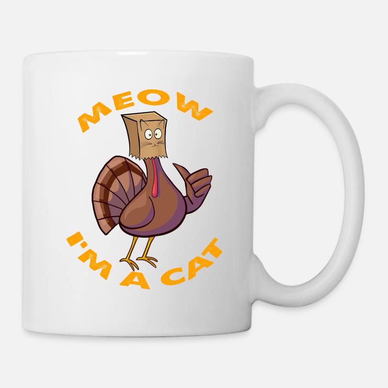 Thanksgiving Drôle de dinde Faux chat Rétro Femmes Hommes - Mug blanc - blanc