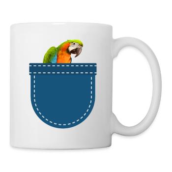 Exotisches Tier Vogel Geschenk Brusttasche Papagei - Tasse - Weiß - Rechts