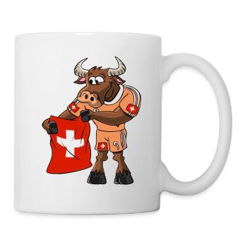 Schweizer Fan Stier - Tasse - Weiß - Rechts