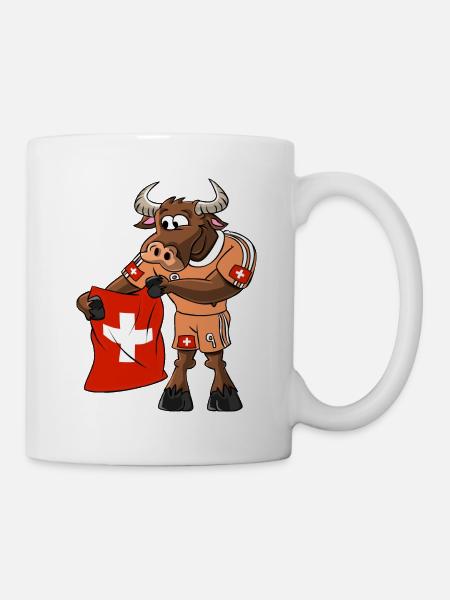Schweizer Fan Stier - Tasse - Weiß