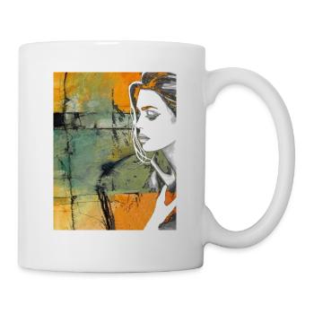Art mug collection: woman ochre background - Mug - white - Right
