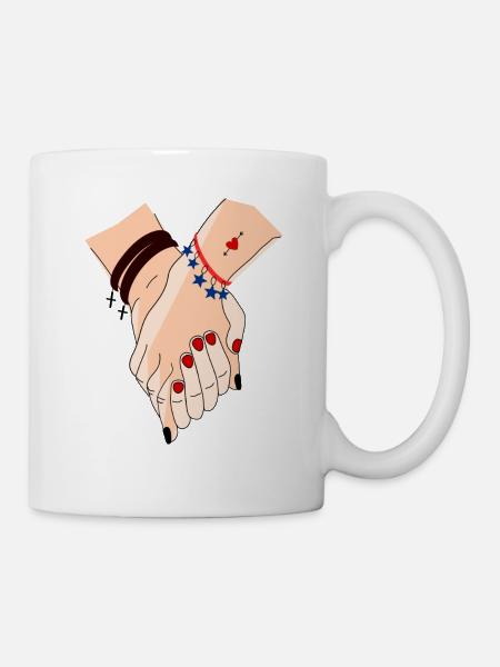 hands intertwined to be together - Mug - white