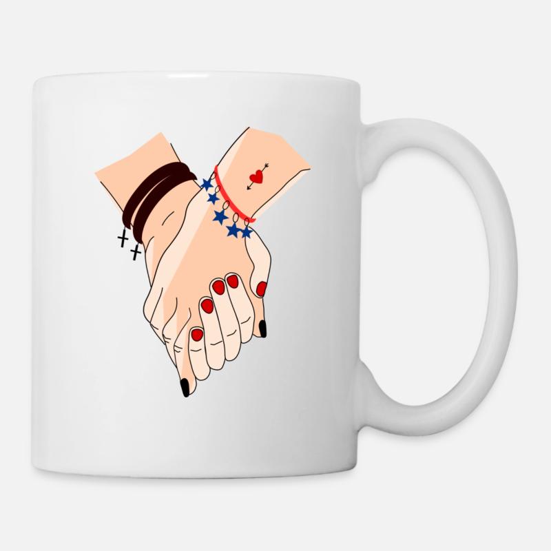 mains entrelacées pour être ensemble - Mug blanc - blanc