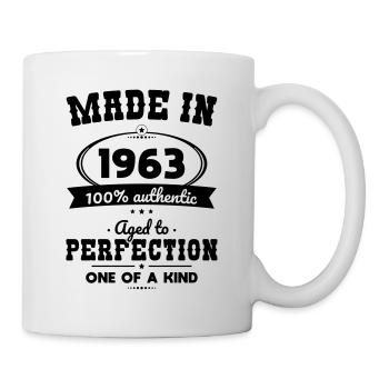 60. Geburtstag - Baujahr 1963 - Perfekt gealtert - Tasse - Weiß - Rechts