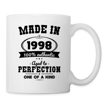 25. Geburtstag - Hergestellt 1998 - Perfekt gealtert - Tasse - Weiß - Rechts