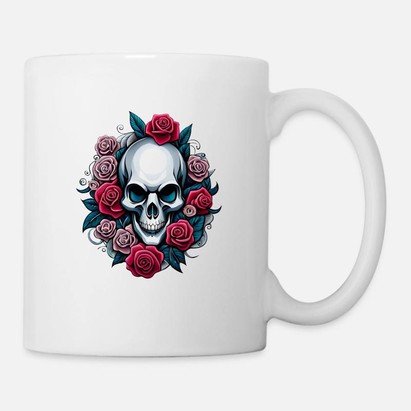 SKULL & ROSES - Tasse - Weiß