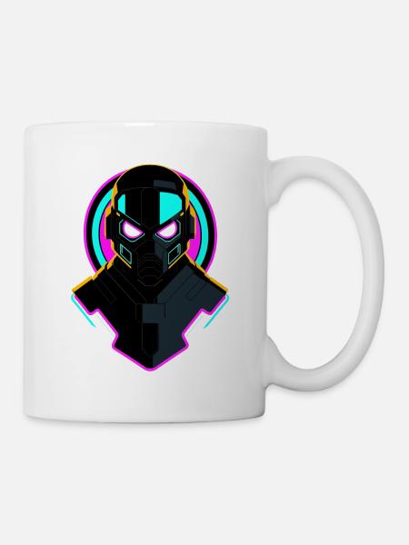 Neon Roboter - Tasse - Weiß