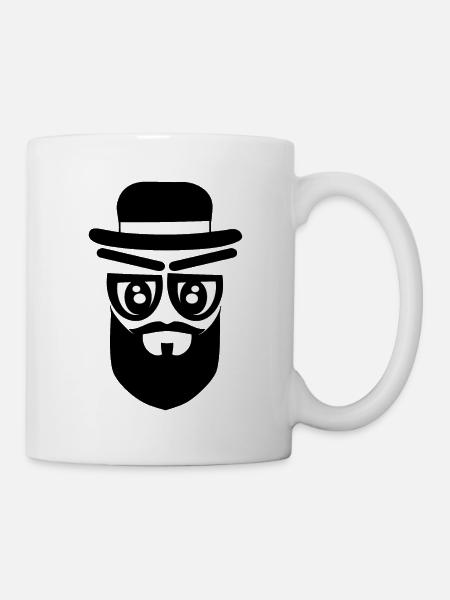 visage avec chapeau et barbe - Mug blanc - blanc