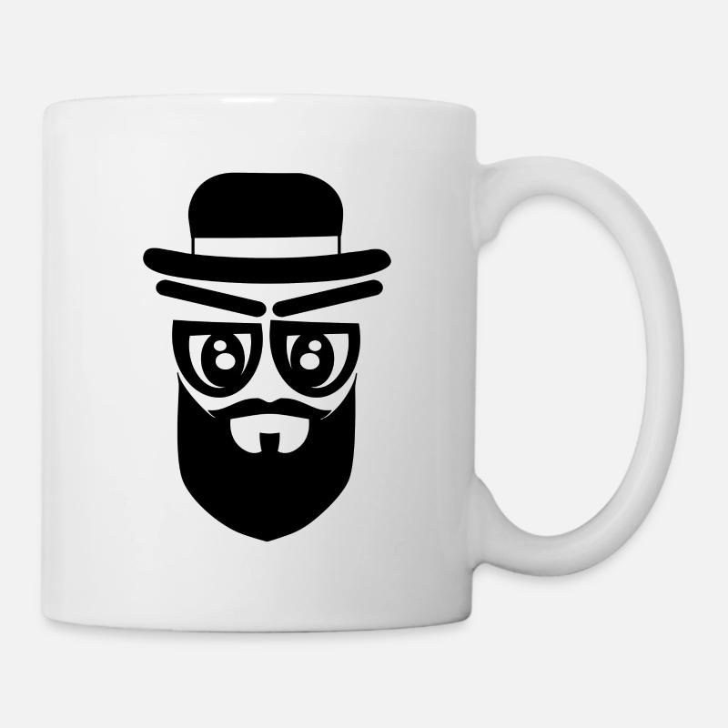 visage avec chapeau et barbe - Mug blanc - blanc