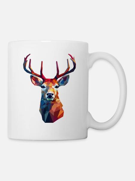 Deer head in low polygon style - Mug - white