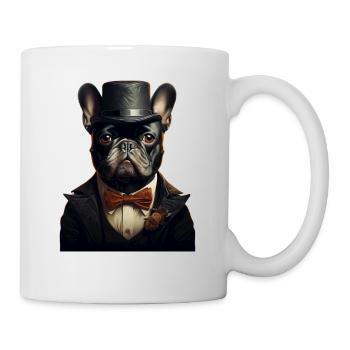 French bulldog with top hat, hat and suit - Mug - white - Right