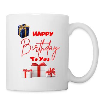Happy Birthday to you-mit Geschenken - Tasse - Weiß - Rechts