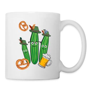 Gurke,Partygurke,Bier, o'zapft is,bier,Brezel - Tasse - Weiß - Rechts