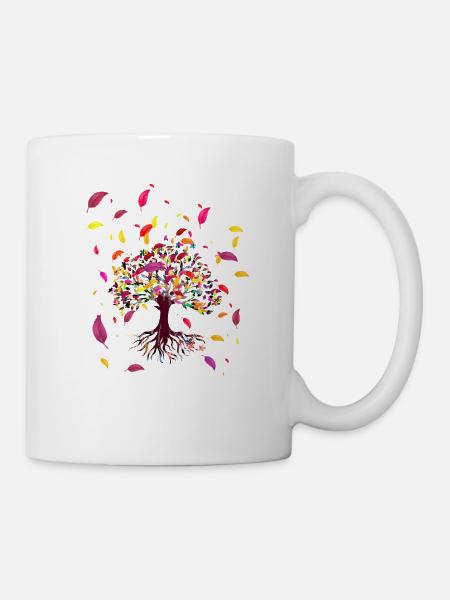 Baum des Lebens ,Lebensbaum,Blätter, Herbst - Tasse - Weiß