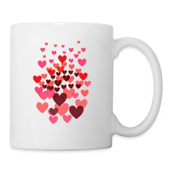 Herzen, Herz,bunte herzen, rote Herzen - Tasse - Weiß - Rechts