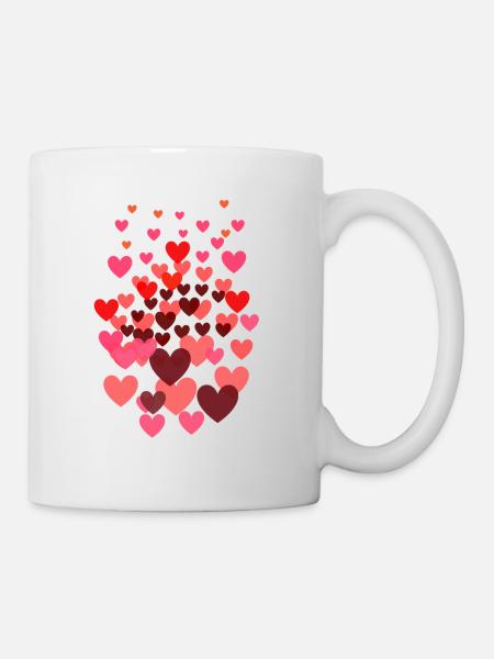 Hearts, hearts, colorful hearts, red hearts - Mug - white