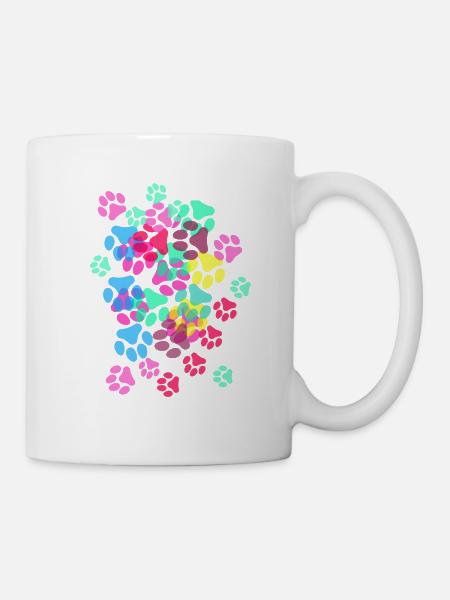Pfote,Pfoten, Tatze, Fußabdrücke, pfotenabdrücke - Tasse - Weiß