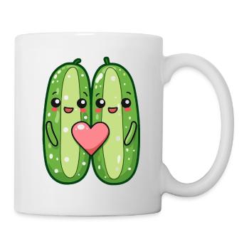 Gurke Paar Liebe Herz Lustig - Tasse - Weiß - Rechts